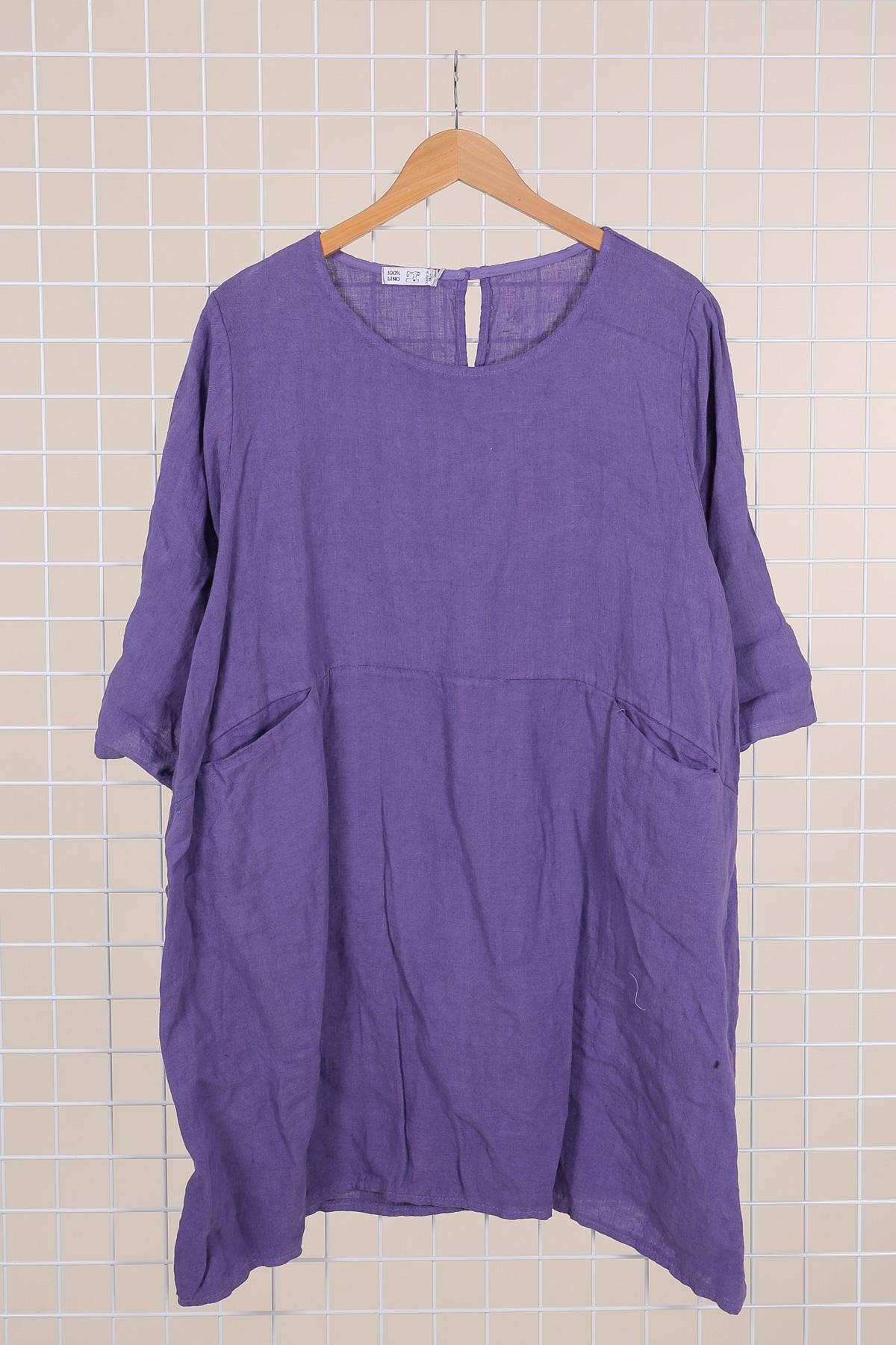 la maison des fibres naturelles – Engroshandel Kjole - Dame – Kort hørkjole med rund hals i 100 % hør 671942