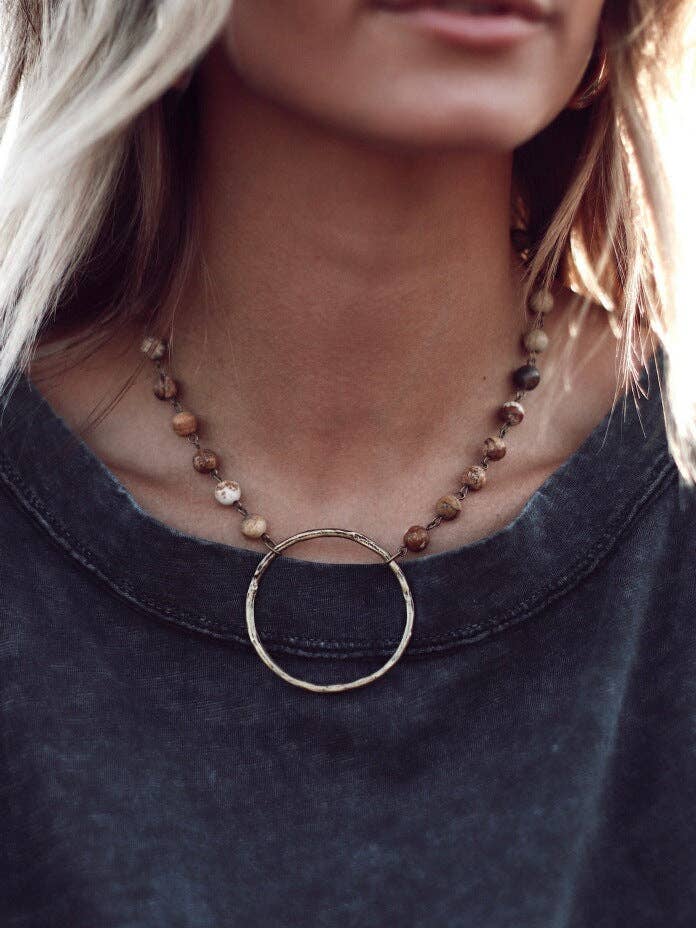 Full Circle Stone Stunner Necklace for wholesale by Funky Trunk Vintage Designs