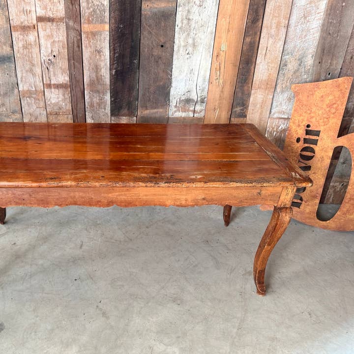 Antik fransk fruktträ refektoriebord, ca 1850 för wholesale av belvoir