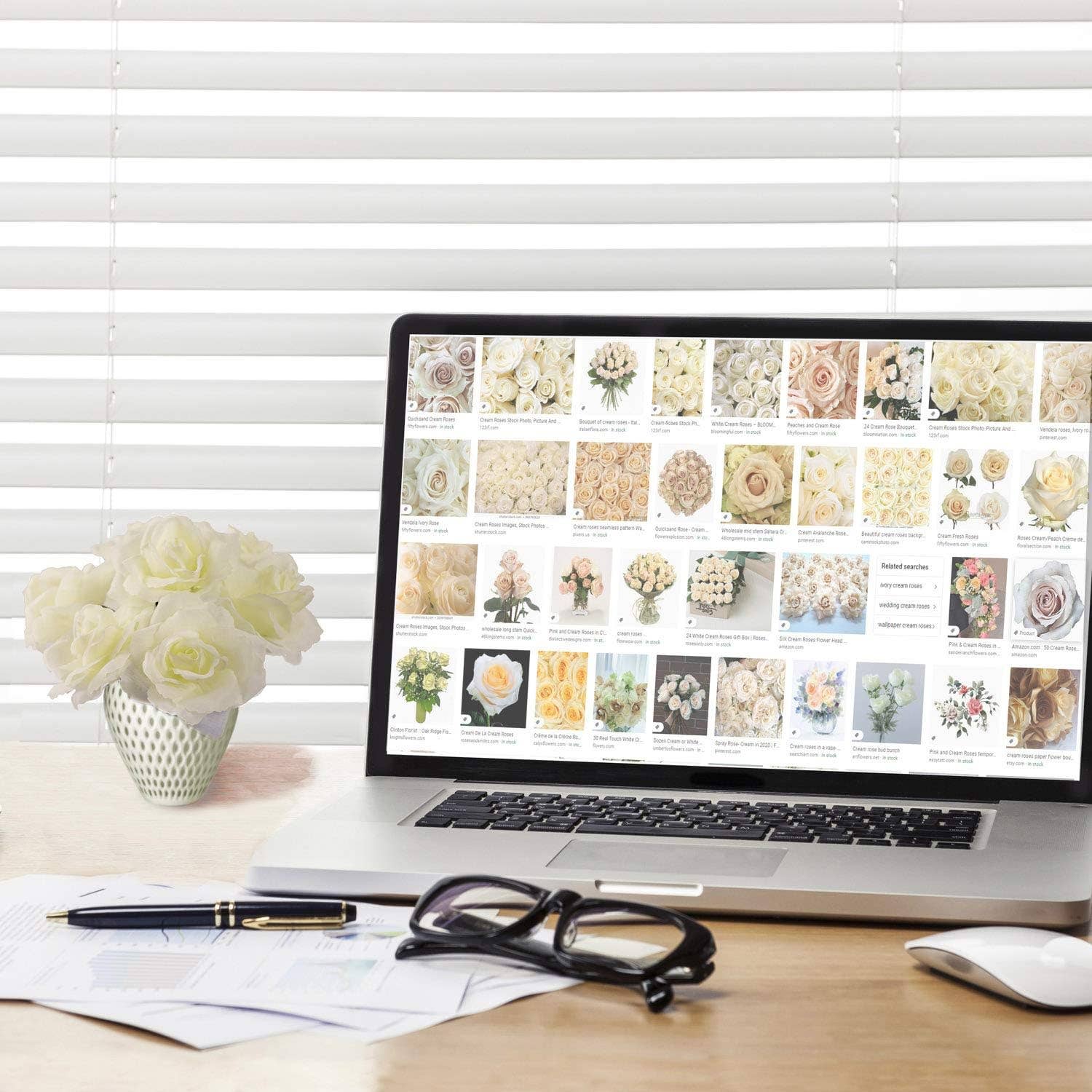 Larksilk – wholesale Konstgjorda blommor – 50-pack krämvita rosor | 3" Real Touch konstgjorda blommor3