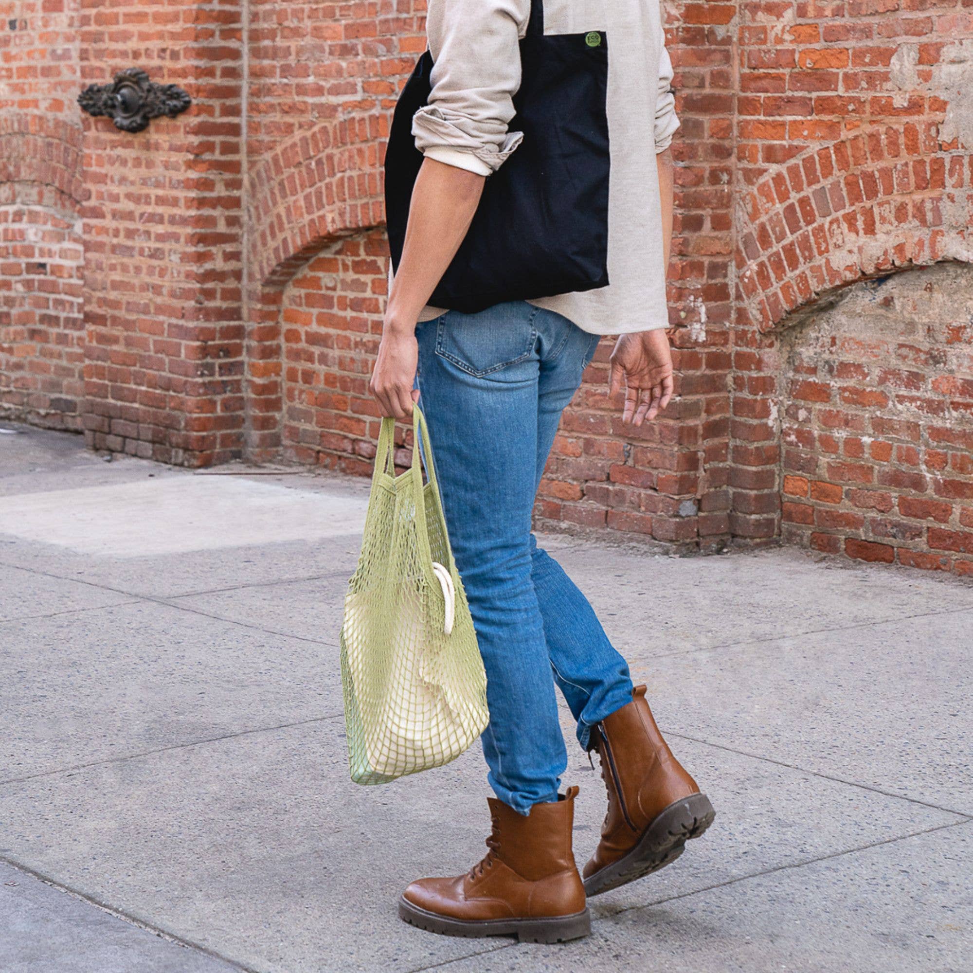 ECOBAGS - Vendita all'ingrosso Borsa per shopping/spesa - Borsa a rete con manico in cotone riciclato - Set assortiti5