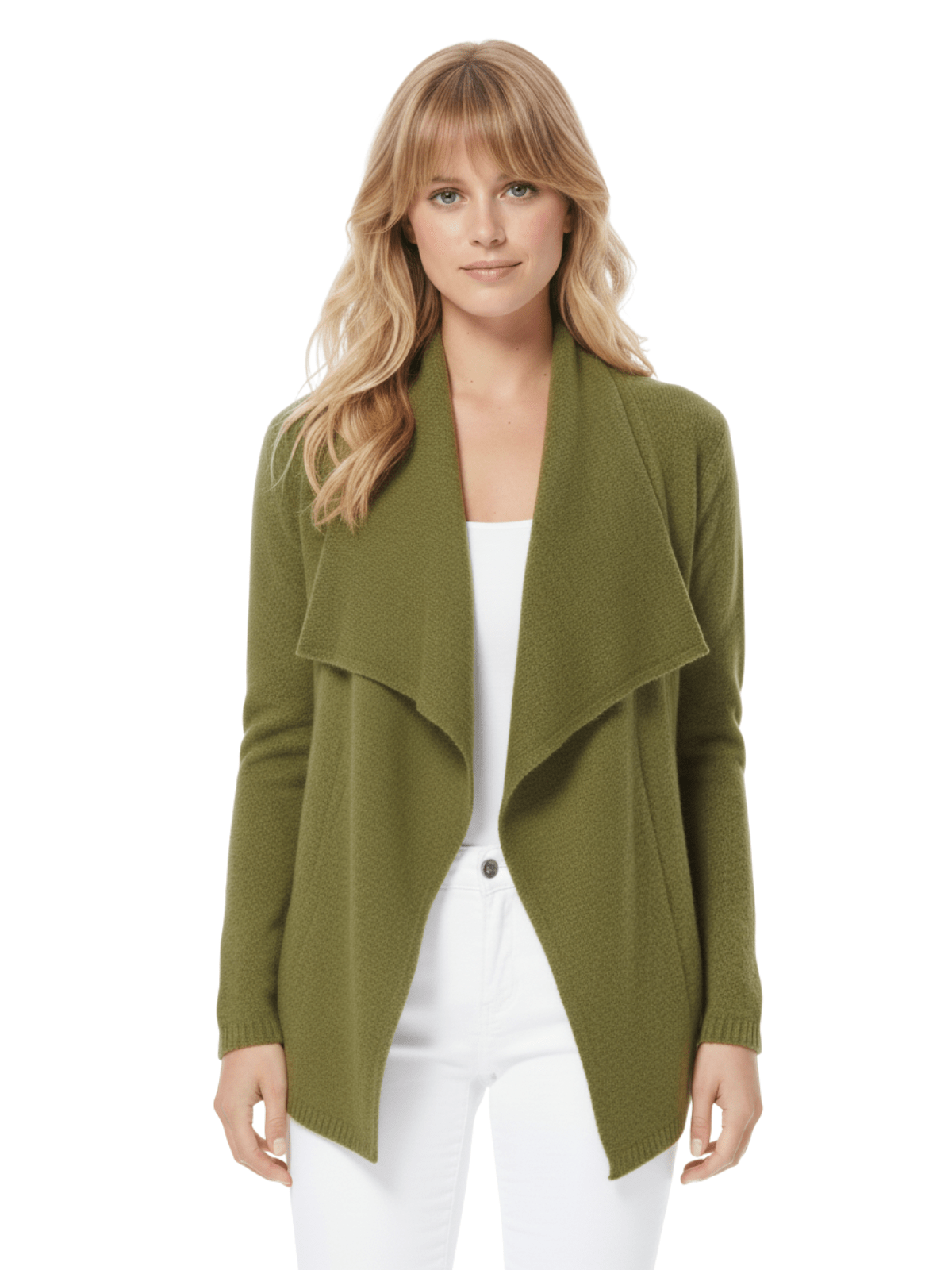 Mak - Wholesale Cardigan - Women's - Long Sleeve Open Front Draped Sweater Cardigan MK821838