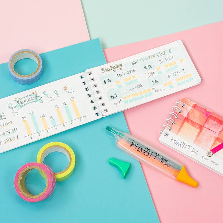 MacPherson's - Wholesale Notebook - Nakabayashi Habit Marker Notebook Set, B7, Slim, Pink