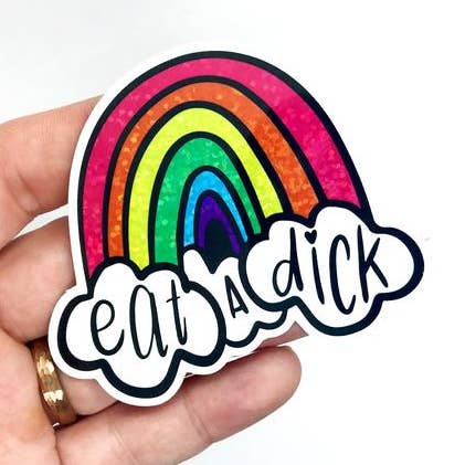 Glittery Eat a Dick - Adesivo arcobaleno per la vendita all'ingrosso da parte di TheThirdArrow