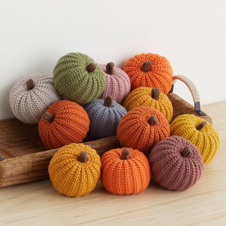 Your Heart's Content - Wholesale Decorative Tabletop Object - Colorful Knit Pumpkin Fall Home Decor, Thoughtful Gift, Best