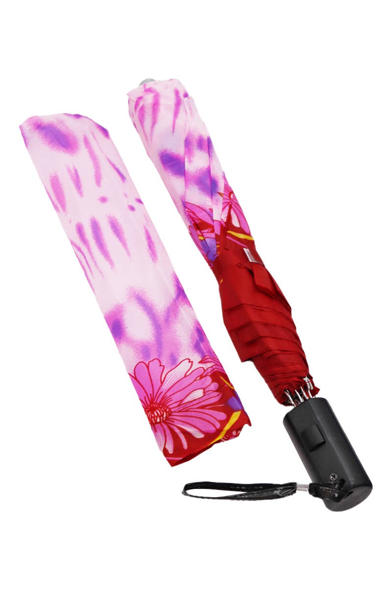 Cap Zone - Wholesale Umbrella - Women's - Floral Butterfly 8-Panel Bi-Fold Manual Umbrella5