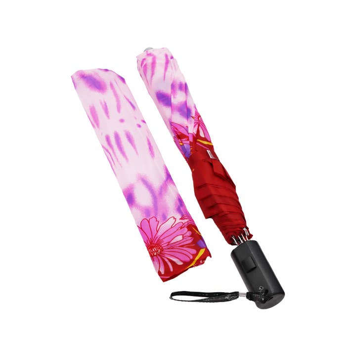 Cap Zone - Wholesale Umbrella - Women's - Floral Butterfly 8-Panel Bi-Fold Manual Umbrella5