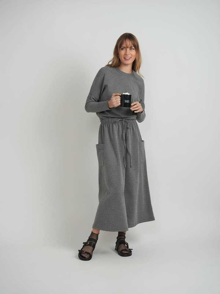 Pull On Midi Sweat Skirt for wholesale by Hush.Shop