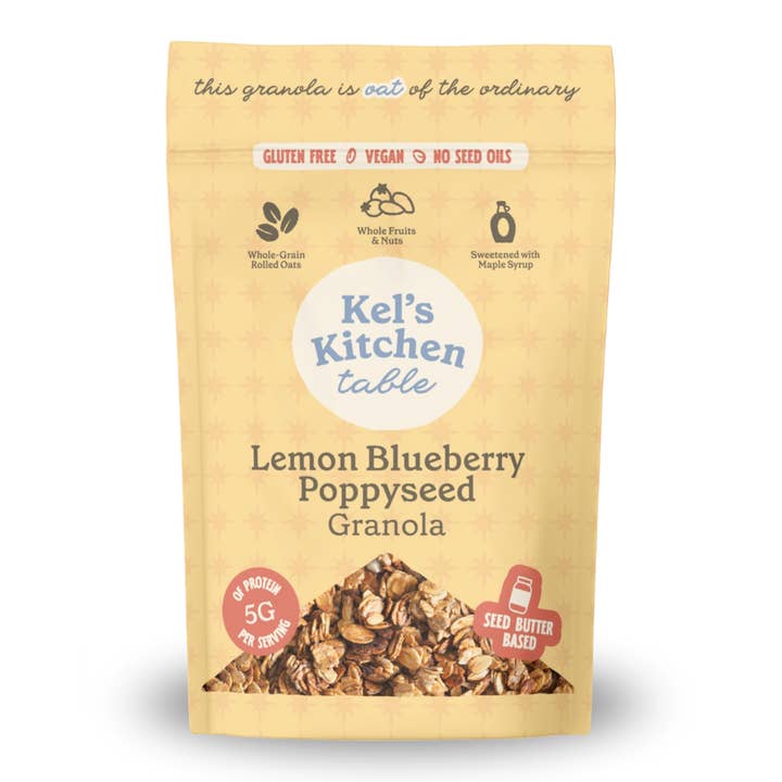 Lemon Blueberry Poppyseed Granola, 8oz for wholesale by Kel's Kitchen Table