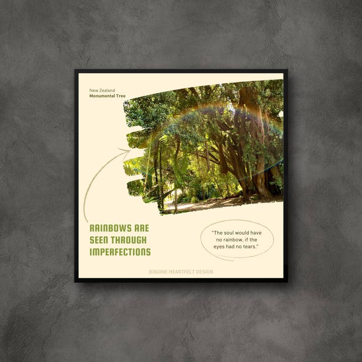 Impression d'arbre monumental néo-zélandais 5x5 dans un cadre Black Basics pour la vente par Jenuine Heartfelt Design