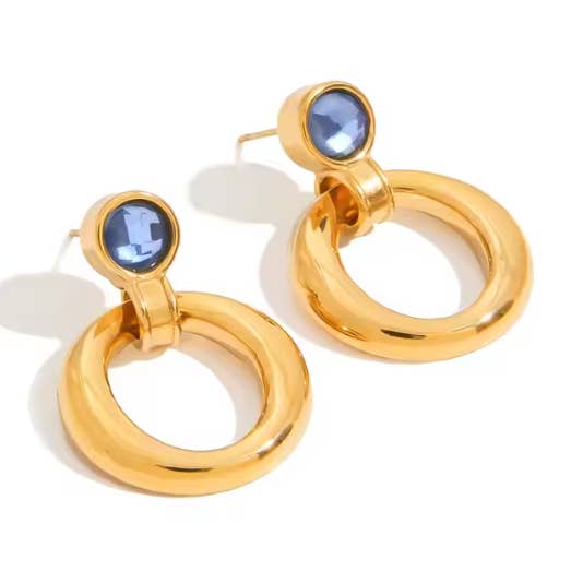 Deep South Originals Inc. - Wholesale Dangle Earrings - Blue Gem Loop Earrings0