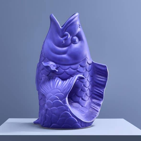 Skulptur/Vase Blubb, Mat Blå Stentøj, 35 x 30 x 44 cm for engroshandel hos WERNS