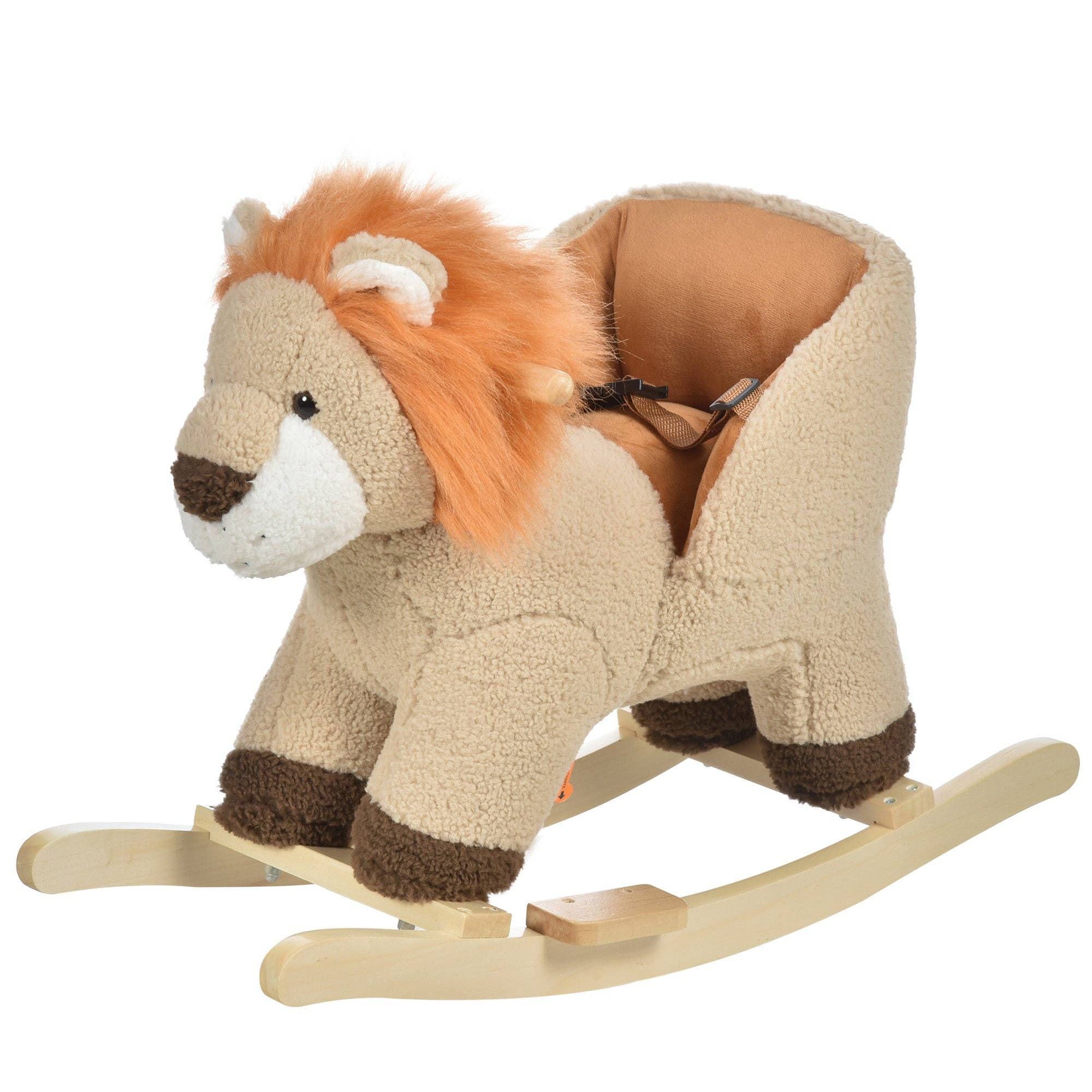 39F Inc. - Vente Cheval à bascule – enfant - Qaba Cheval à Bascule en Peluche Lion avec Son et Ceinture de Sécurité9