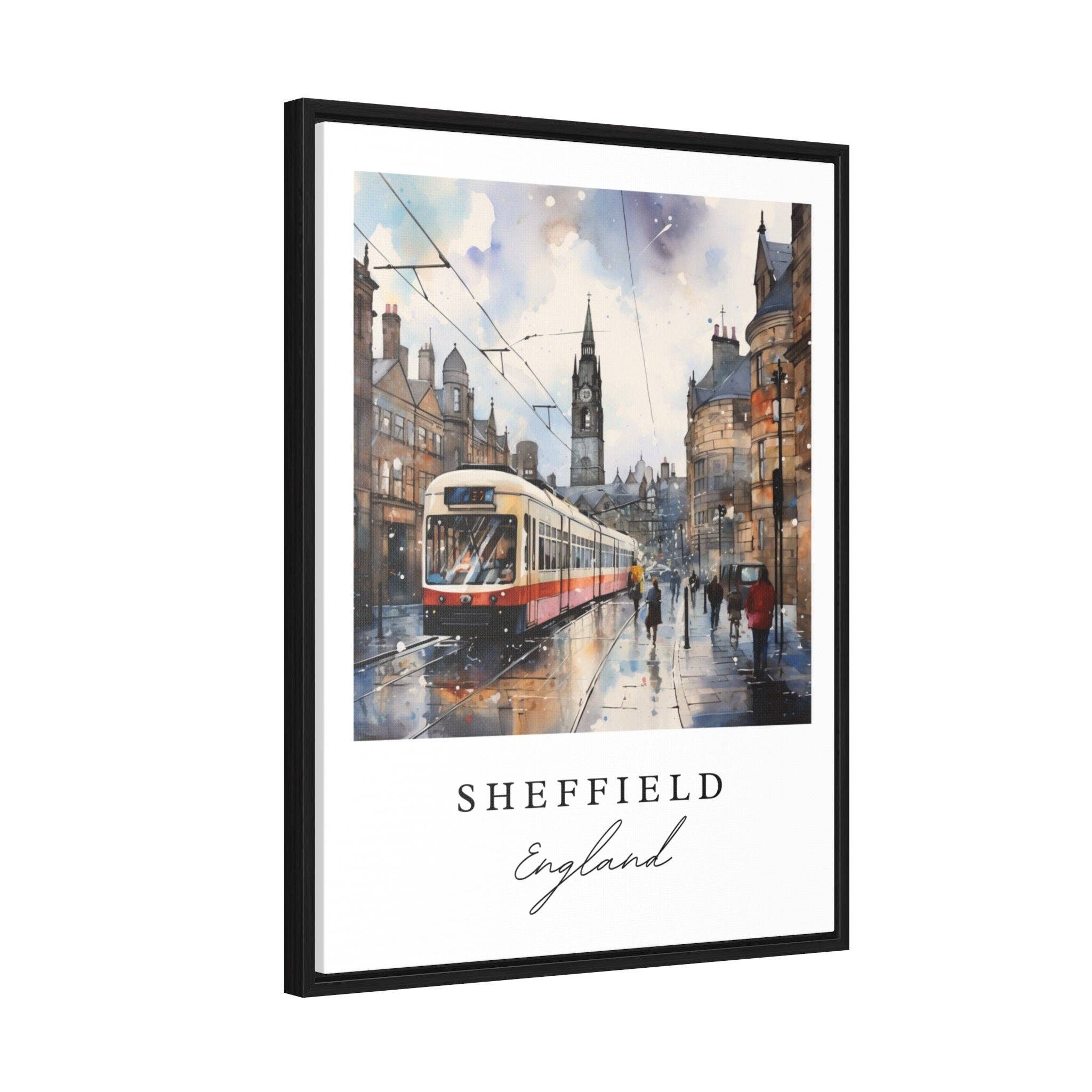 Premium Travel Art - Wholesale Art Print - Sheffield traditional travel art - England, Sheffield poster, Wedding gift, Birthday present, Custom Text, Personalized Gift2
