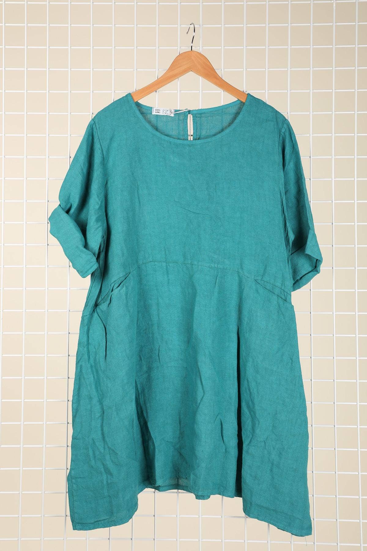 la maison des fibres naturelles – Engroshandel Kjole - Dame – Kort hørkjole med rund hals i 100 % hør 671916