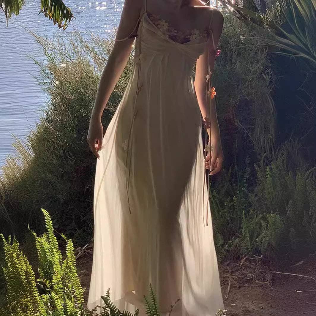 Creme Hvid Acetat Slipkjole Æterisk Luksuriøs Ferieklar #2 for engroshandel på Faire13