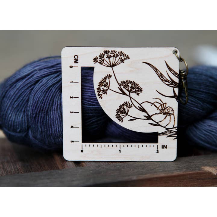 Black Widow Spider Gauge Ruler - Maple & Bronze Fiber Arts for wholesale by Sunrise Grove