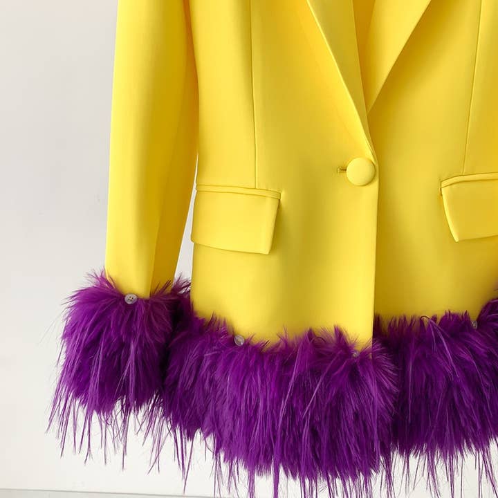 Jaune BL045 Costume droit à plumes pour femmes en vente sur Faire5