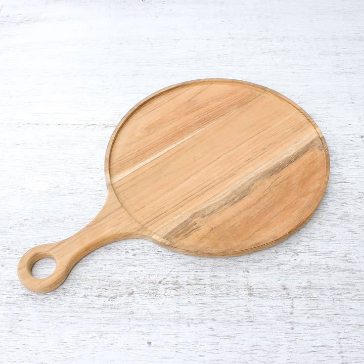 NOVICA - Wholesale Serving Tray - Novica Handmade Time To Eat Teak Wood Pizza Tray
