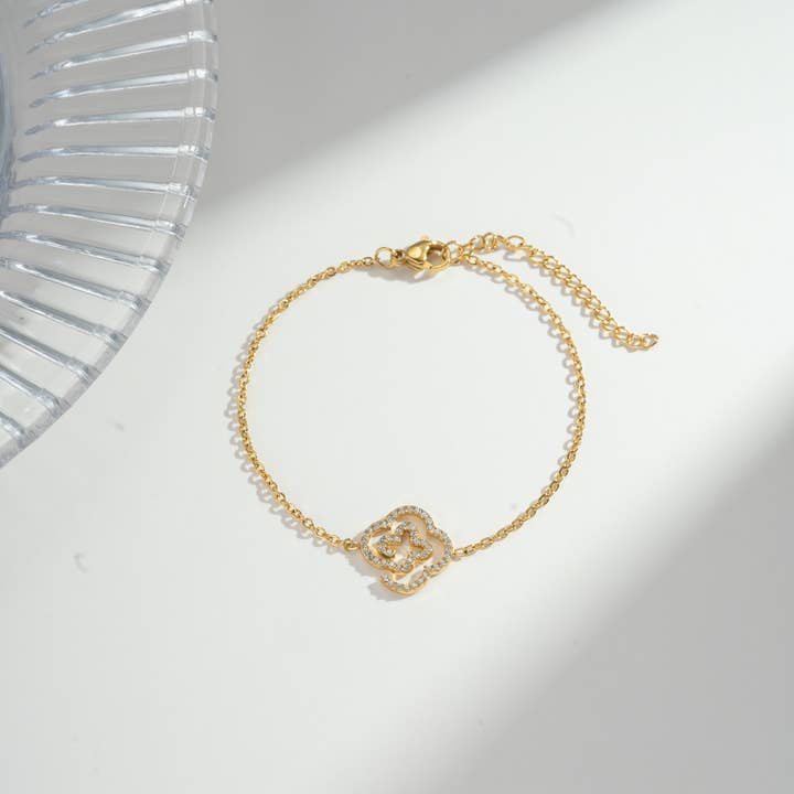 Fine gold clover bracelet – stainless steel and other Purchase Wholesale bangle charm. Free Returns & Net 60 Terms on Faire trending on Faire.