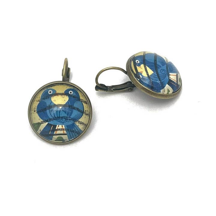 Postage Stamp Jewelry - Wholesale Dangle Earrings - 2006 Love Birds - USA Stamp - Postage stamp jewelry - Postage Stamp Earrings - French clip earrings in antique bronze finish1