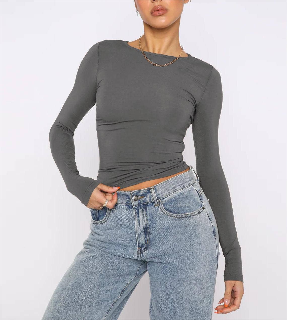 Rosa Clothing - Vente T-shirt – femme - t-shirt basique à manches longues et coupe ajustée pour femmes38