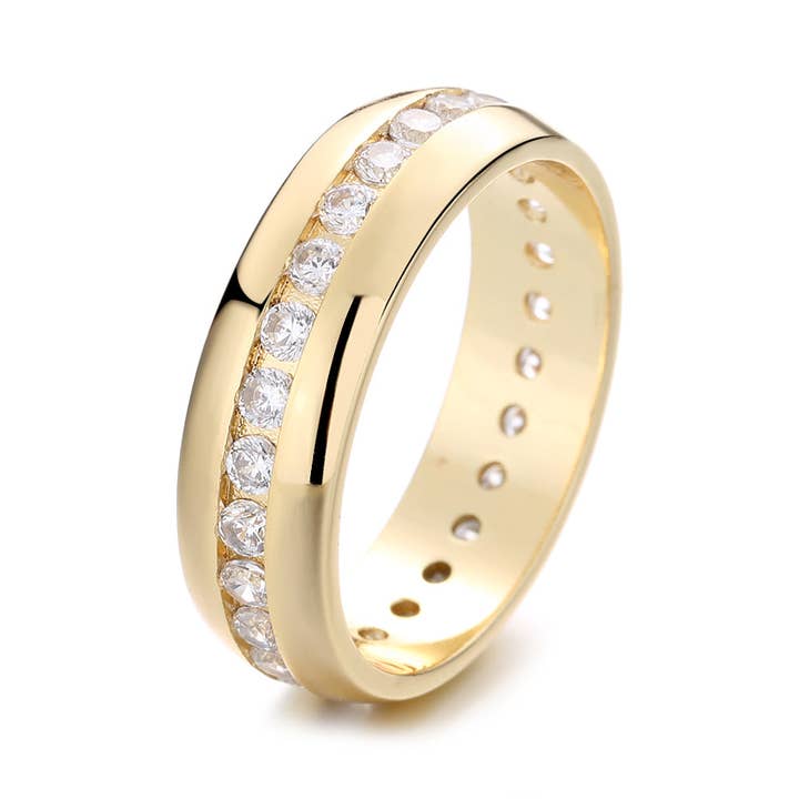 Amy and Annette 14K Gold Channel Set Eternity Band Ring with Crystals for wholesale by Amy and Annette