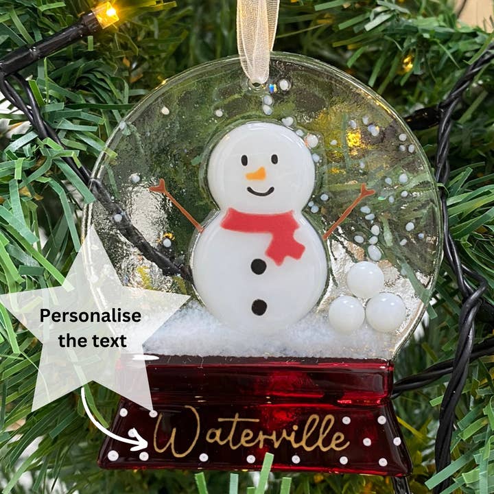 Pam Peters Designs – Engroshandel Pynt – Håndlavet glas snemand Snow Globe Christmas - personlig0
