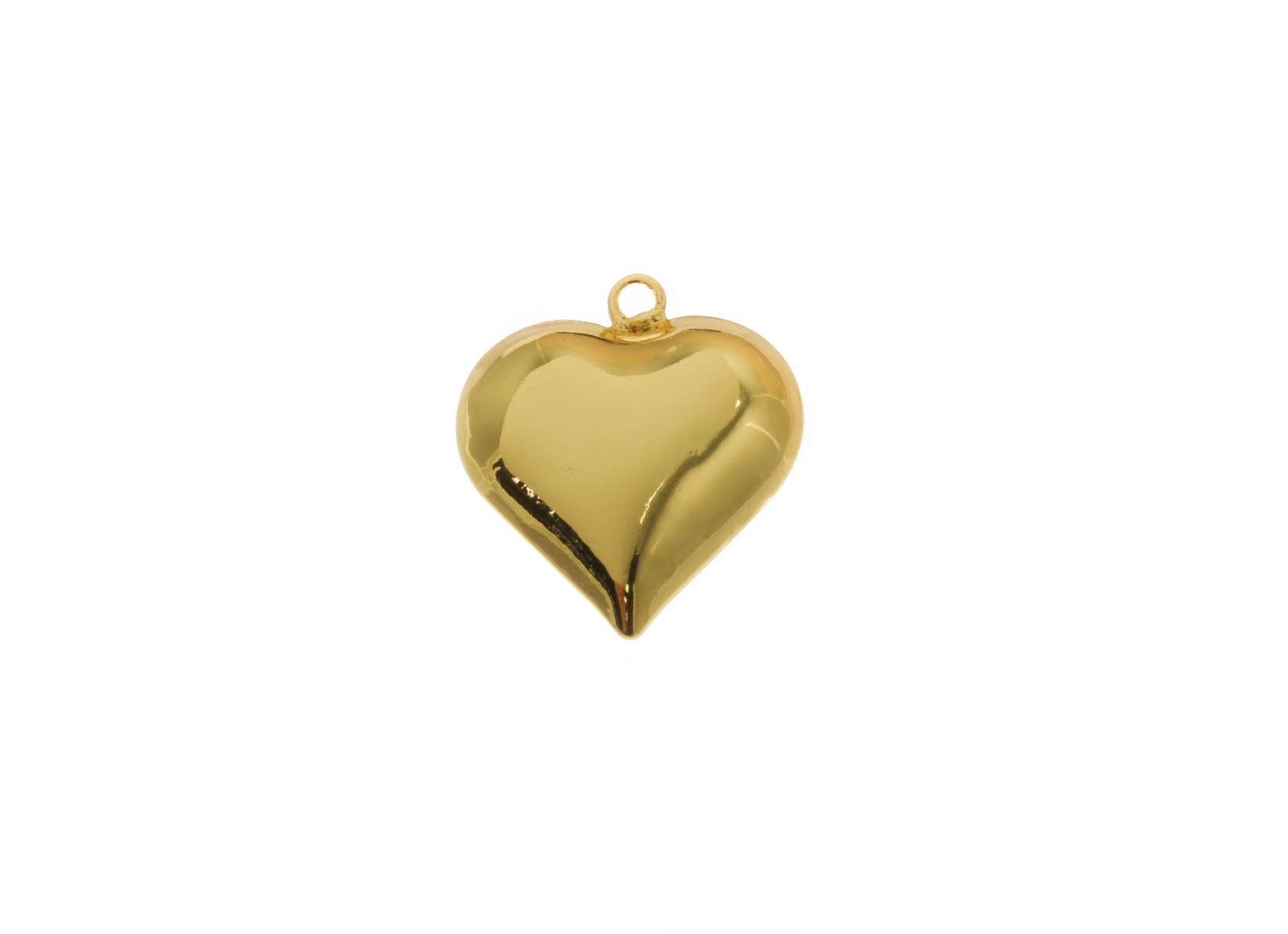 Jewel Pledge - Wholesale Individual Charm/Pendant - 18k Gold Puffy Heart Pendant Statement Piece Gift CPG25151