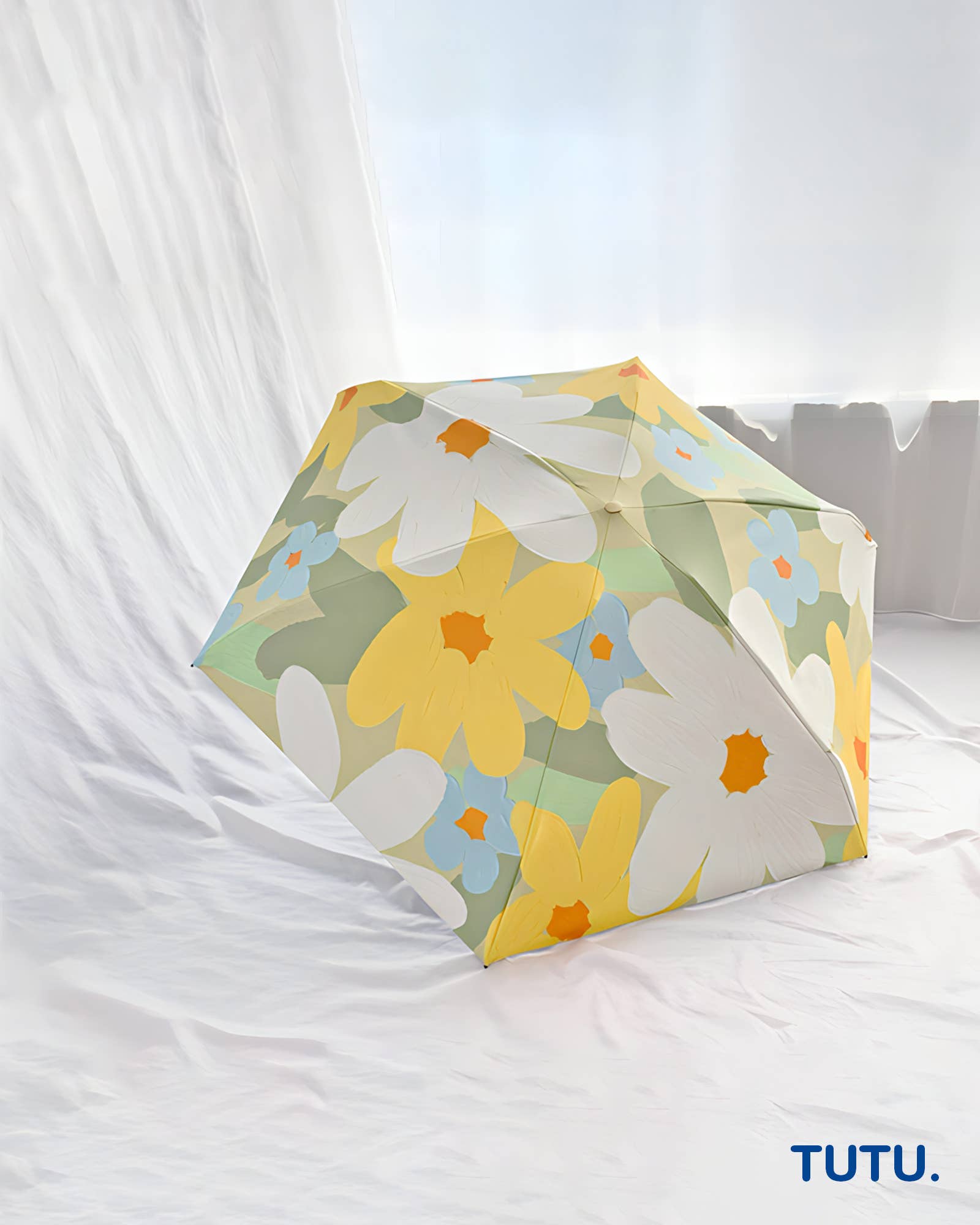 TUTU Home - Tableware & Decor - Wholesale Umbrella - Women's - Green "Printemps" Floral Pocket Mini Umbrella1