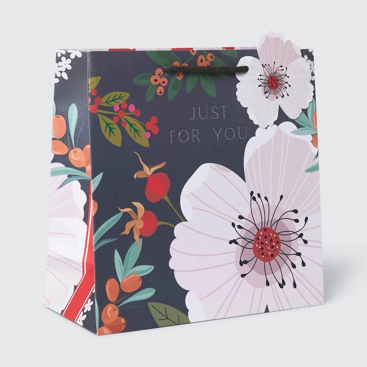 White Rose Medium Gift Bag for wholesale by Belly Button Designs