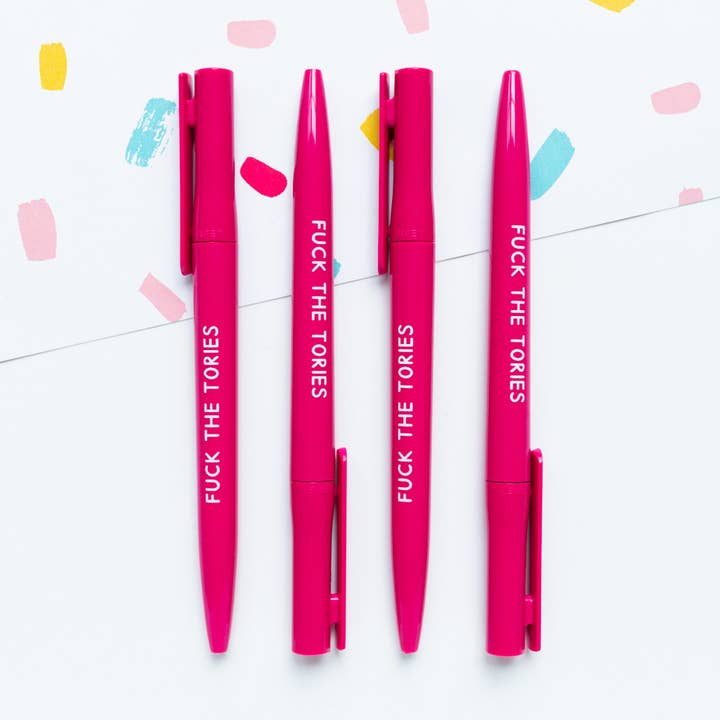 Esferográfica Fuck The Tories Recycled Eco Rosa por atacado de Jeff and the Squirrel
