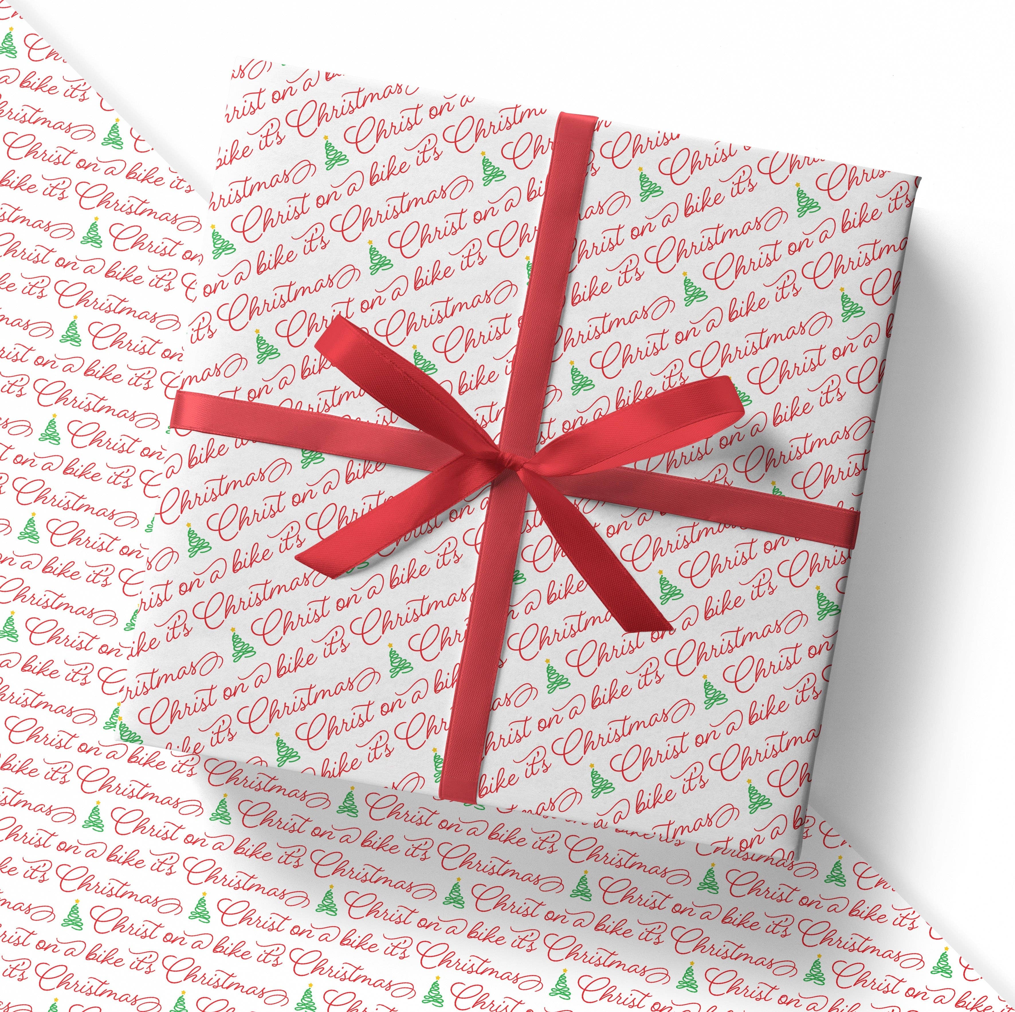 Sweary Card Lady - Wholesale Flat Wrap - Christ on a Bike It’s Christmas Gift Wrap - Flat Sheet1