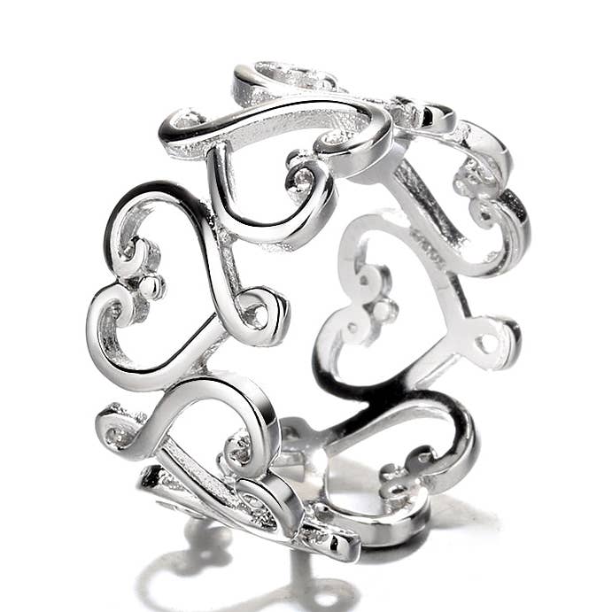 925 Sterling Silver Filigree Heart Ring for wholesale by Amy and Annette