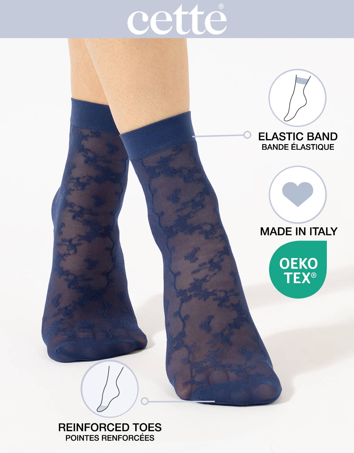 Cette - Wholesale Sokken - Dames - Pop sokken | transparante enkelsokken voor dames met bloemenpatroon3