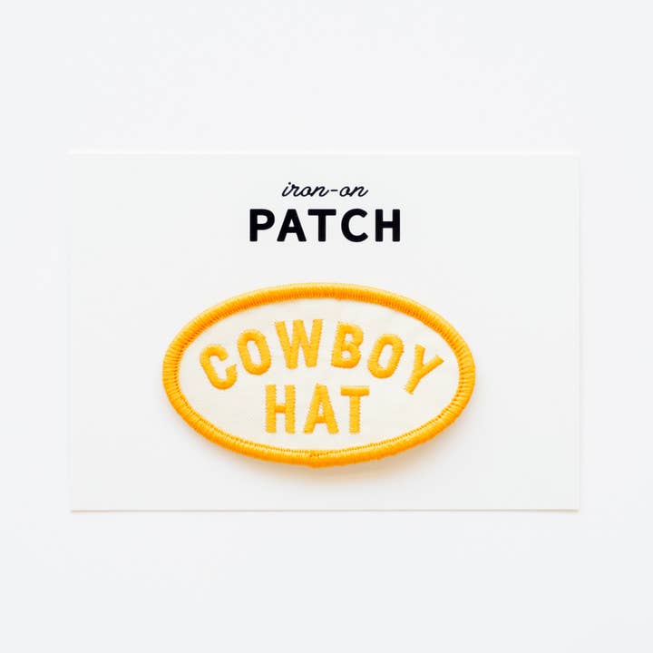 Union Made - Wholesale Patch - Cowboy Hat Embroidered Iron on Patch (Yellow+White)