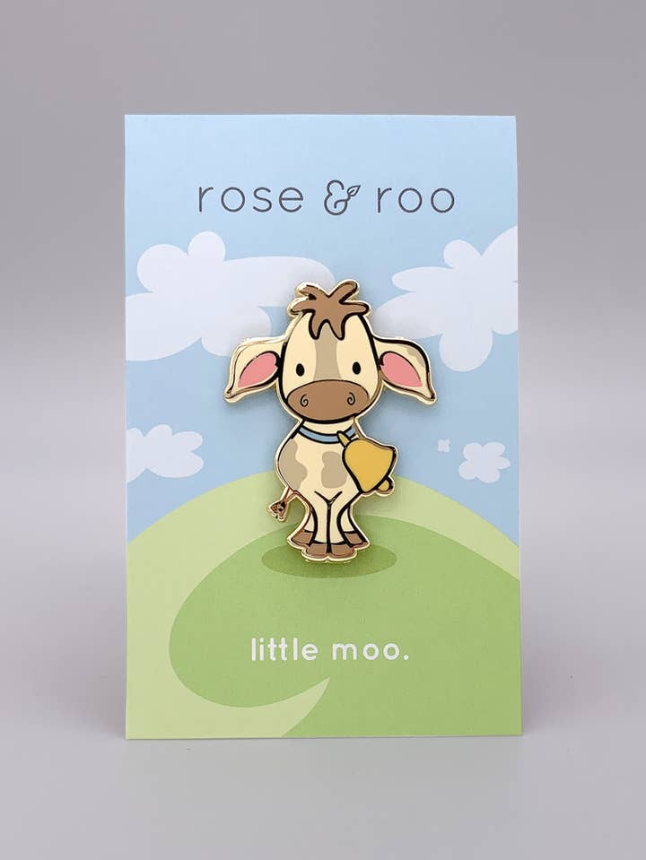 rose & roo - Wholesale Lapel Pin/Button - Little Moo Enamel Pin0