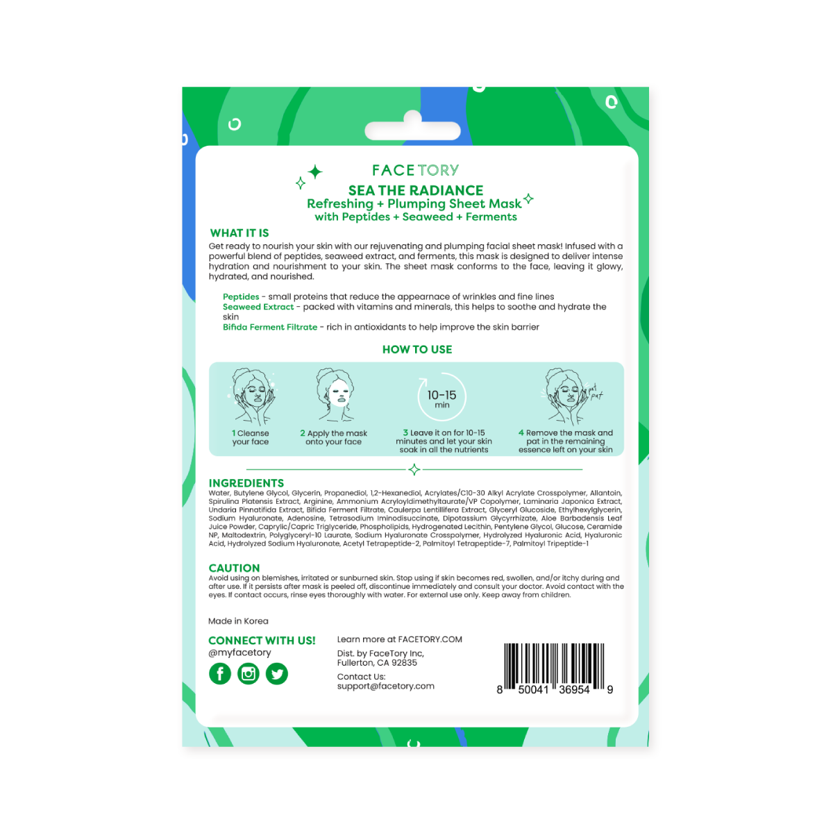 FaceTory - Wholesale Skincare Face Mask - Sheet Face Mask - K-Beauty - Plumping - Sea the Radiance4