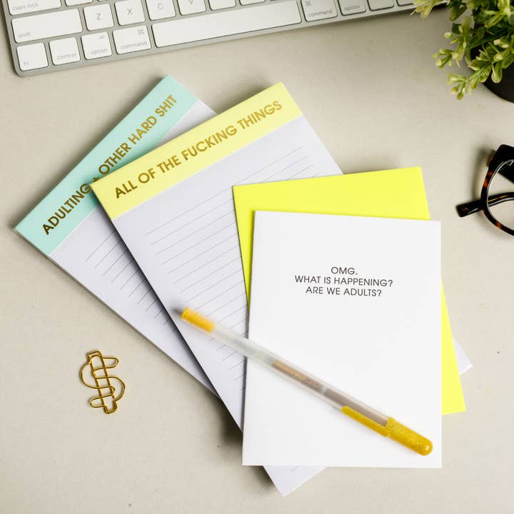 Chez Gagné - Wholesale Notepad - All Of The Fucking Things - Lined Notepad - Perforated Sheets - Bright Yellow