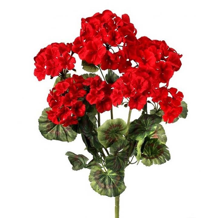 Artificial Red Geranium Flower Bush - 20" for wholesale on Faire