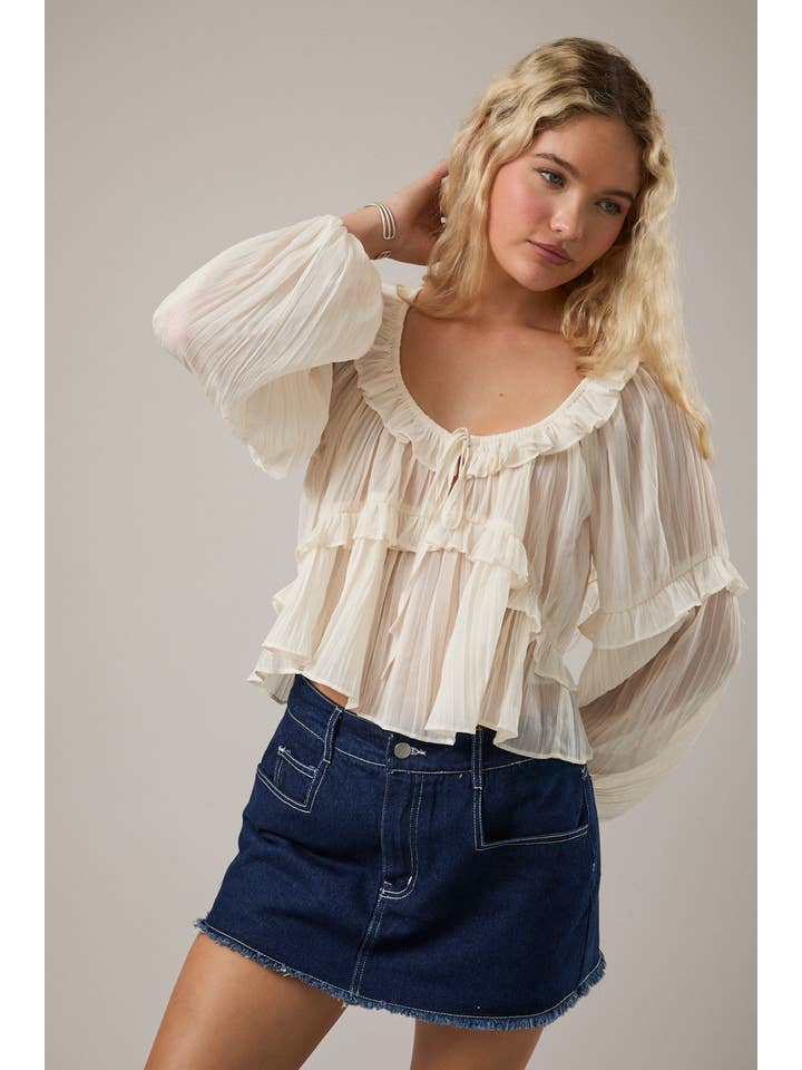 LE LIS - Vente Chemisier – femme - CHEMISIER À ENCOLURE DÉGAGÉE ET VOLANTÉ8