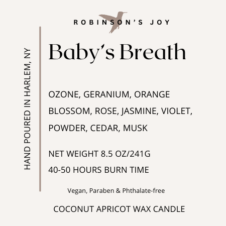 ROBINSON'S JOY - Wholesale Jar/Filled Candle - Baby's Breath 8.5 oz  Glass Candle- Signature Collection2