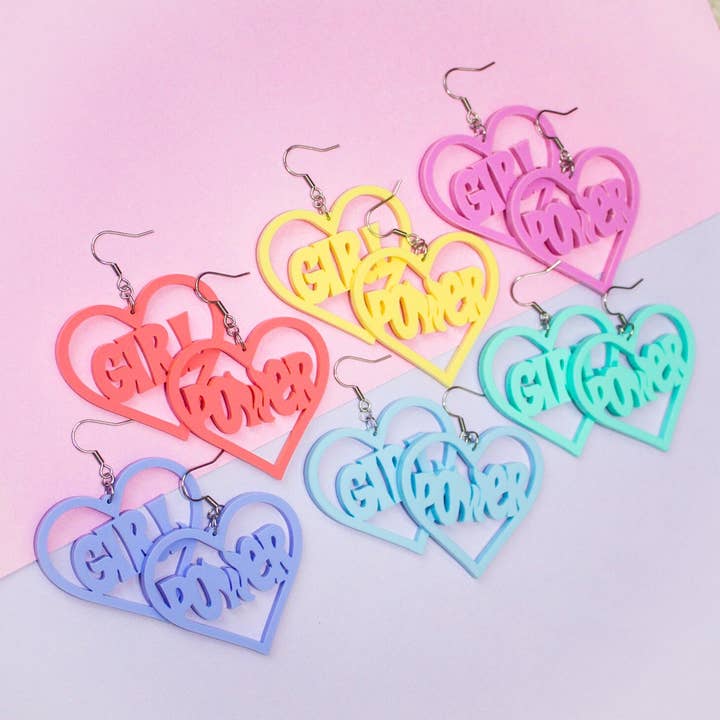 Kitsch Girl Power Earrings Laser Cut Acrylic for wholesale by Kitschy