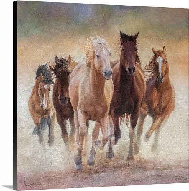 James Corwin Fine Art - Vente Affiche d'art - Impression sur toile Running Wild - Horses Western Cowboy Animal1