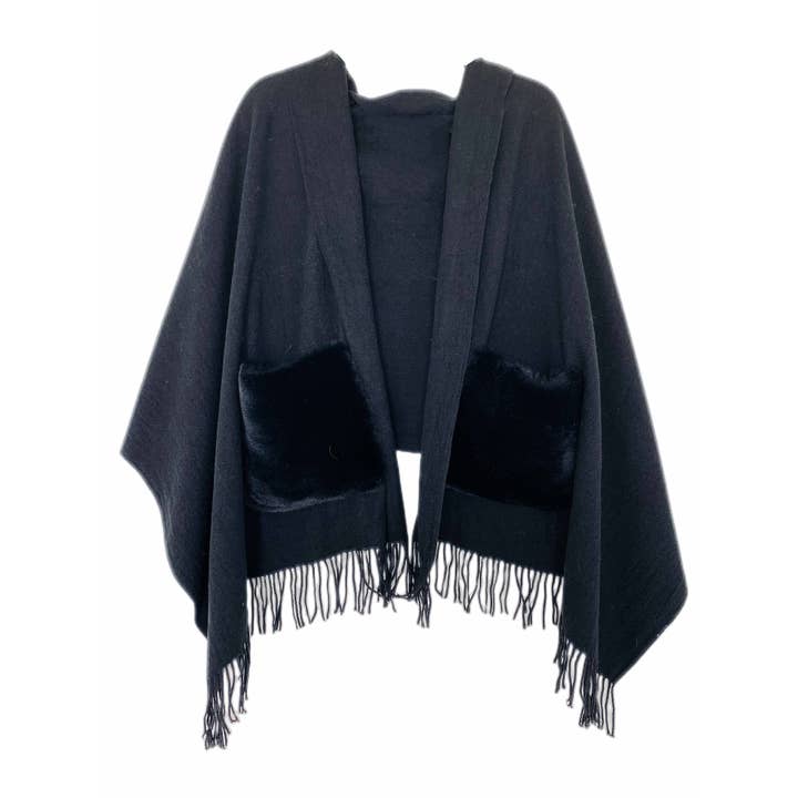 JC Sunny Fashion - Wholesale Scarf - Women's - JC03250101 Cashmere Blend Fur Pocket Scarf/Shawl5