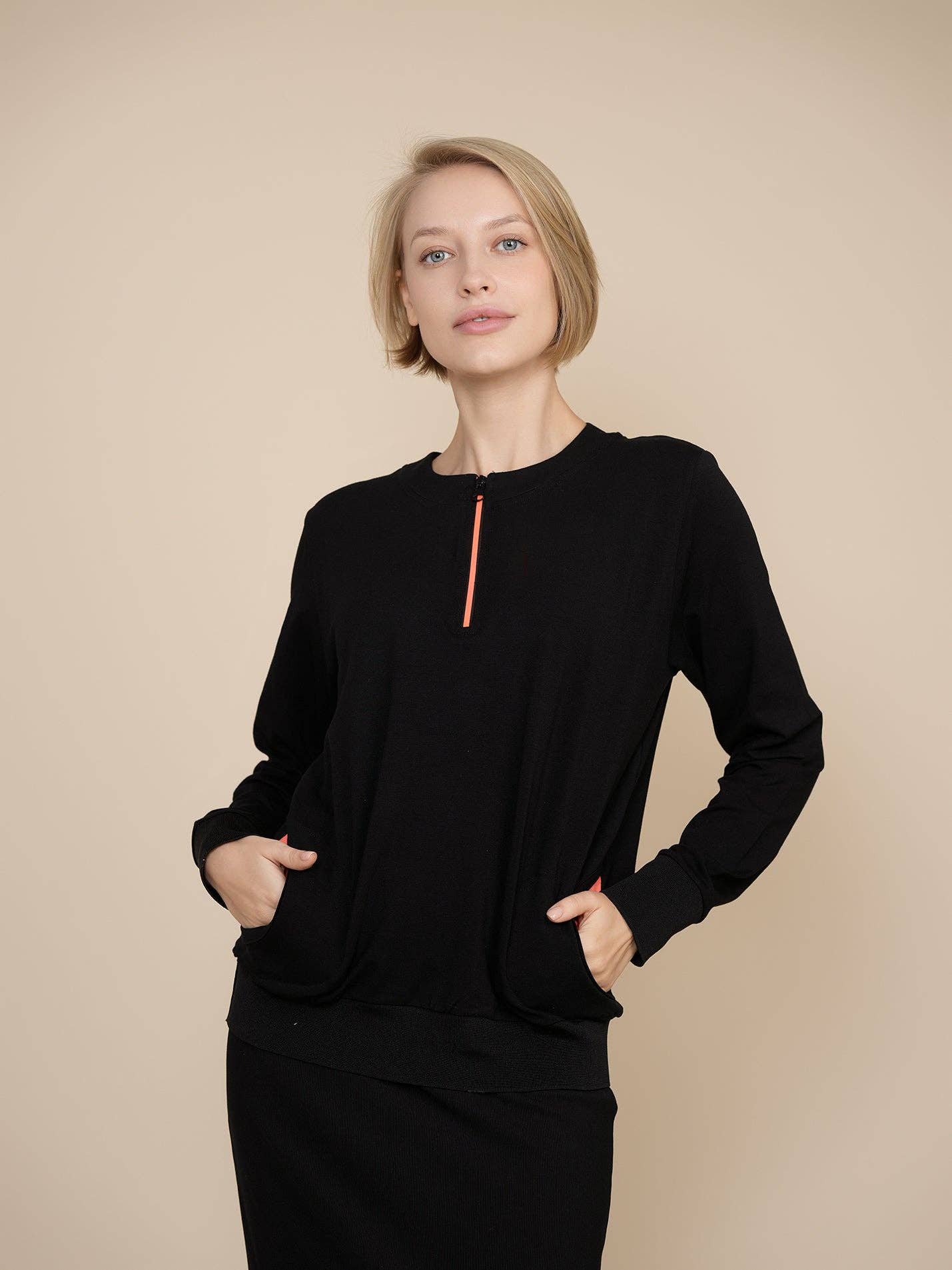 Ellwi Design - Wholesale Top & Skirt Set - Women's - Color Pop Sweater & A-line Skirt - Black3