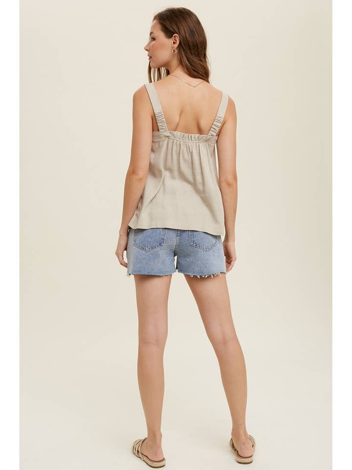 Wishlist Apparel - Wholesale Camisole - Women's - SQUARE NECK CAMI WITH RUFFLE DETAIL / WL22-71437
