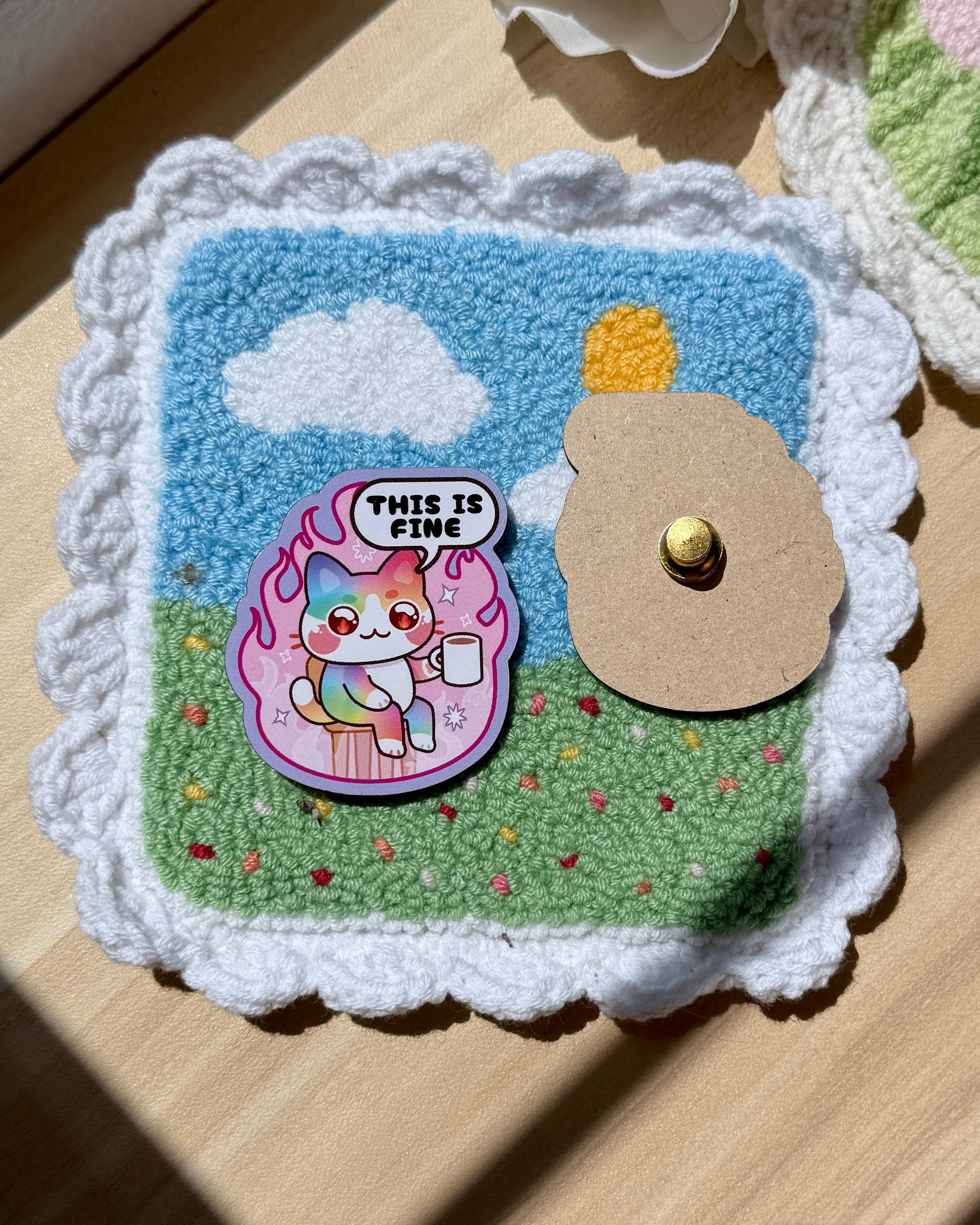 Starry Paw Shop – wholesale Lapel pin/button – Wood Pin: This is Fine Cats 40 Cat Colors | 2" + Locking Pin2