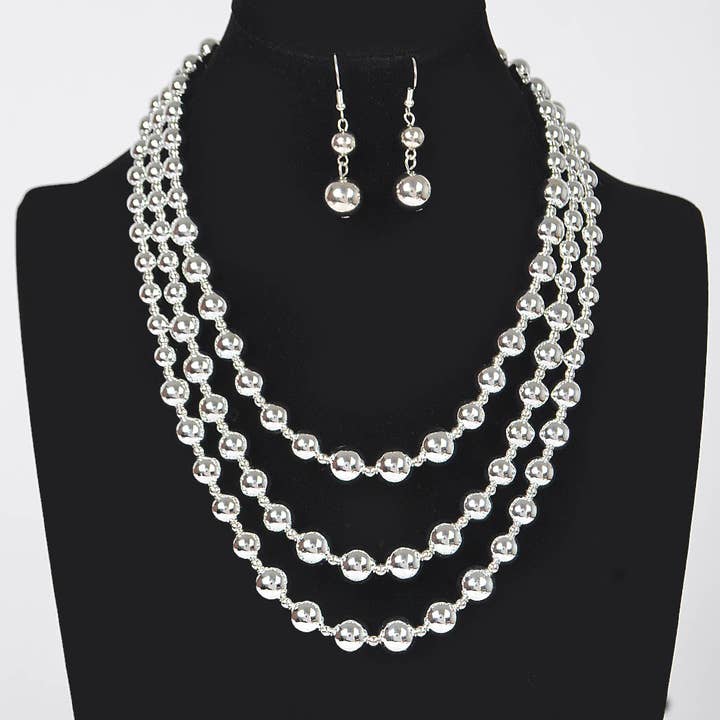 3AM BY H&D ACCESSORIES - Wholesale Jewelry Set - CCB Ball Necklace Se4