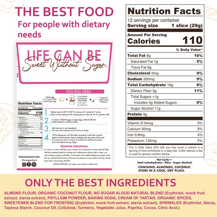 No Sugar Aloud LLC - Vente Mélanges pour gâteau - Mélange à gâteau Celebration faible en glucides3